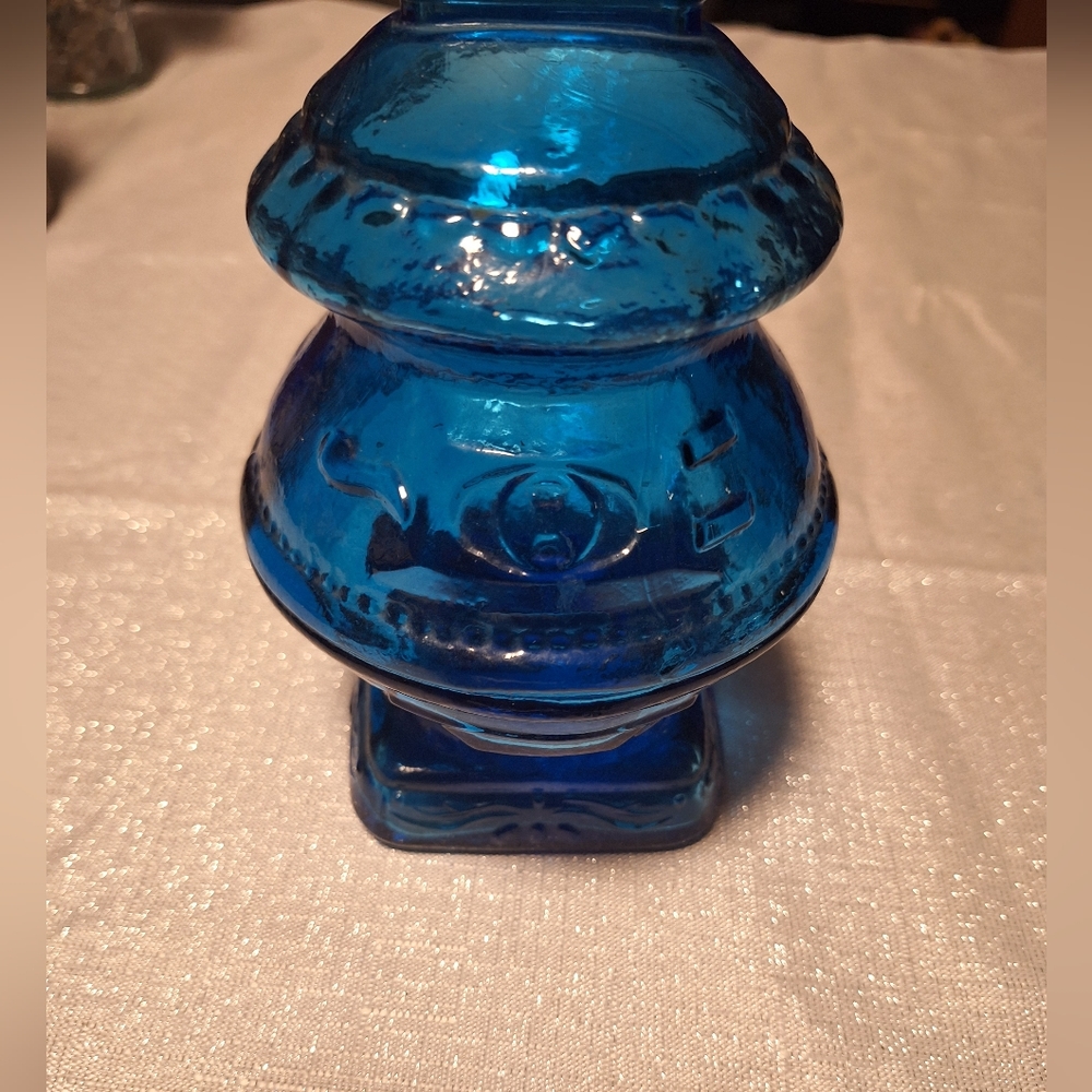 Rare Wheatland cobalt blue coin bank